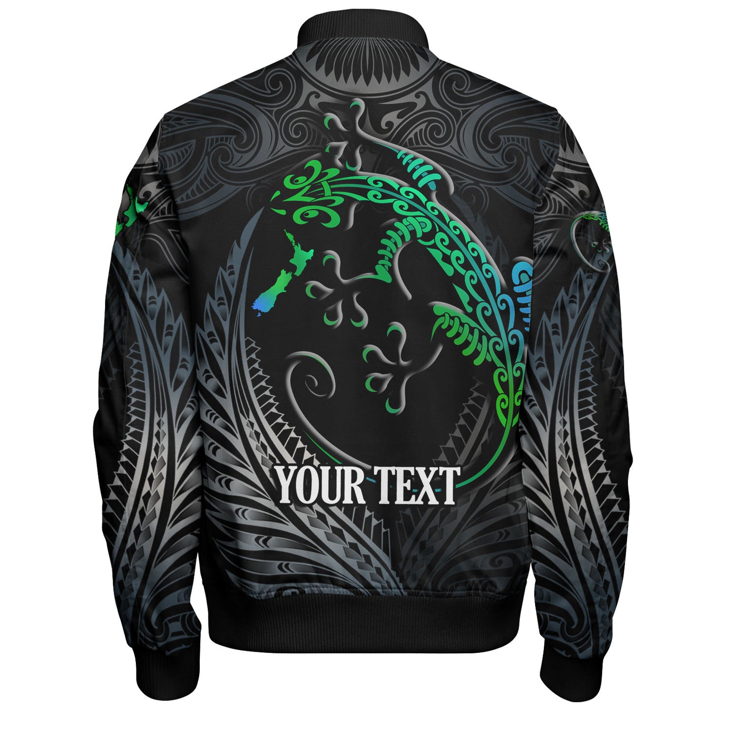 New Zealand Custom Personalised Bomber Jacket Waitangi Day Ethnic Lizard Maori Patterns