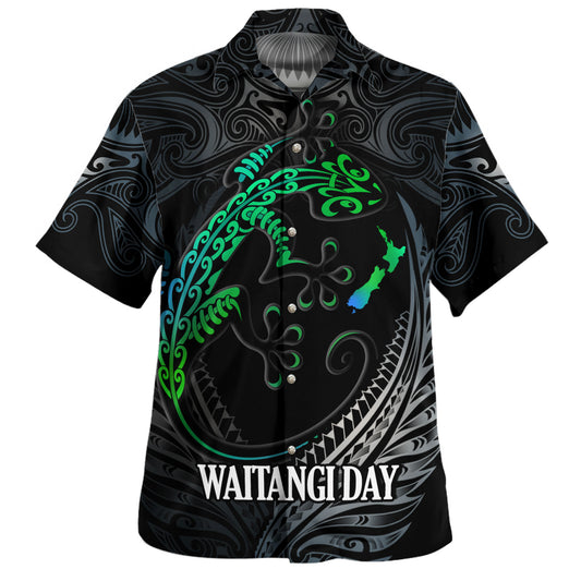 New Zealand Custom Personalised Hawaiian Shirt Waitangi Day Ethnic Lizard Maori Patterns