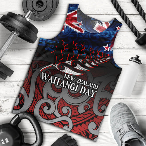 New Zealand Custom Personalised Tank Top Waitangi Day Maori Patterns