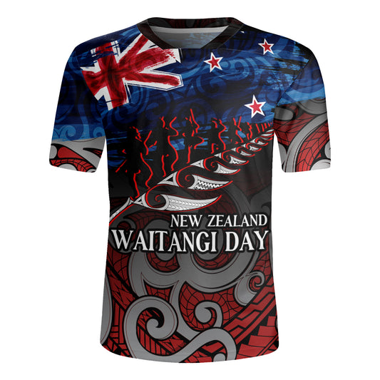 New Zealand Custom Personalised Rugby Jersey Waitangi Day Maori Patterns