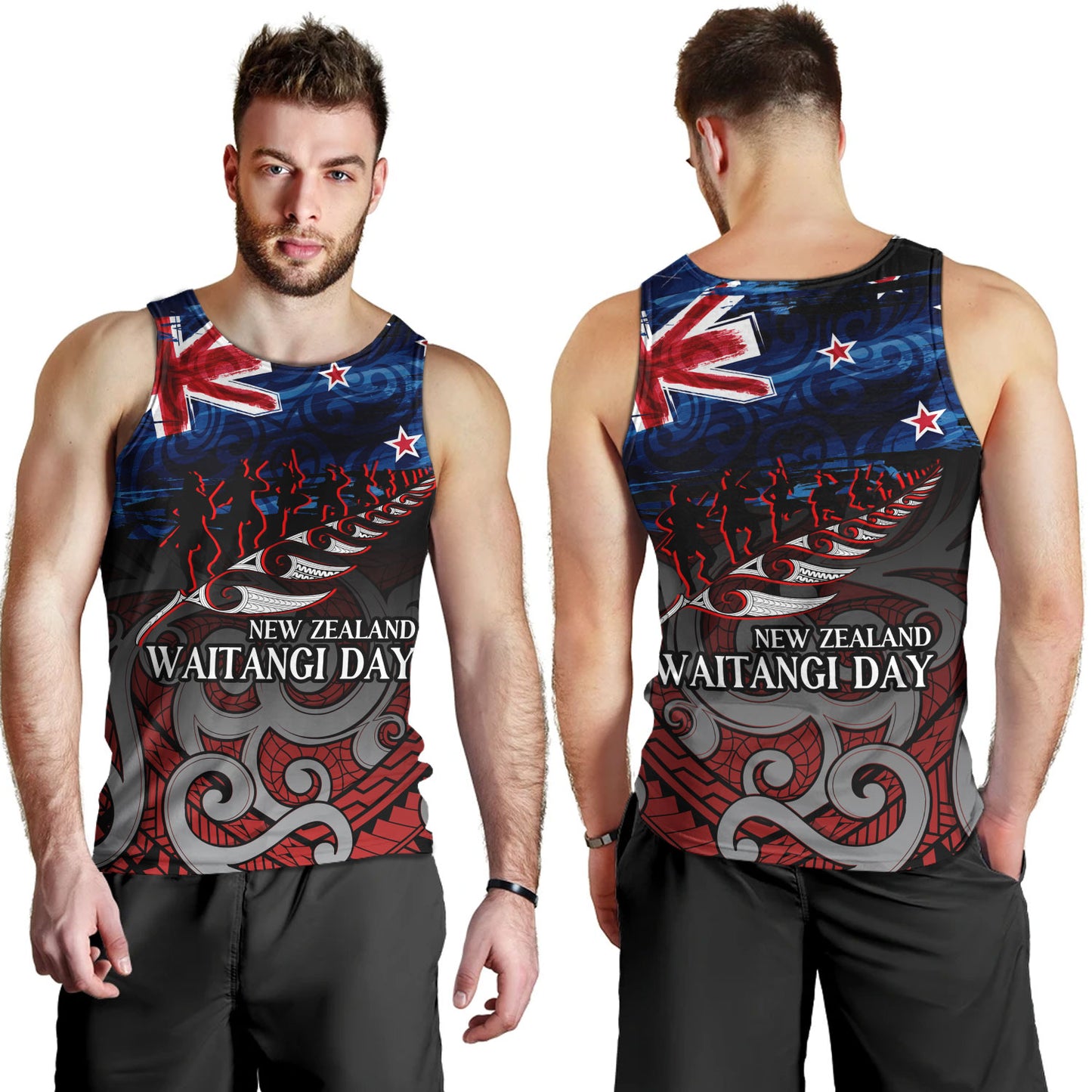 New Zealand Custom Personalised Tank Top Waitangi Day Maori Patterns