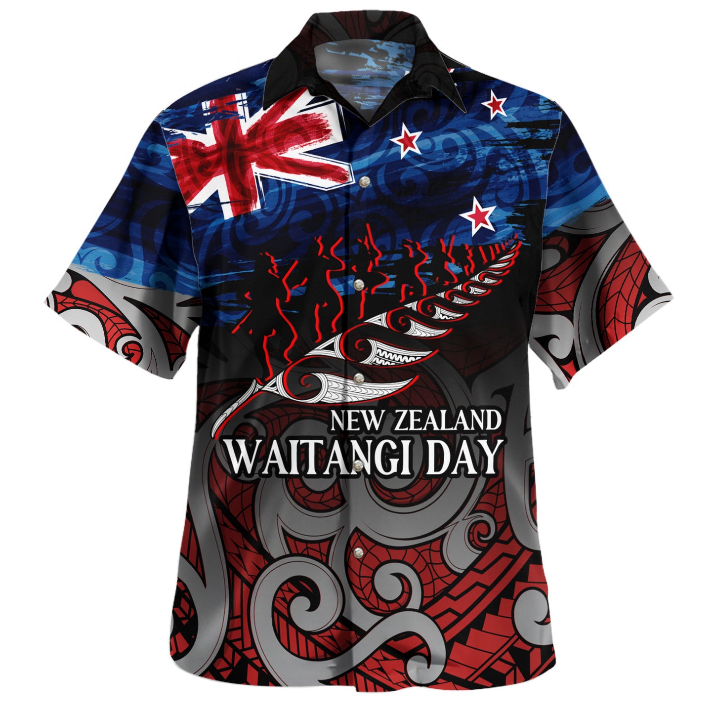 New Zealand Custom Personalised Hawaiian Shirt Waitangi Day Maori Patterns