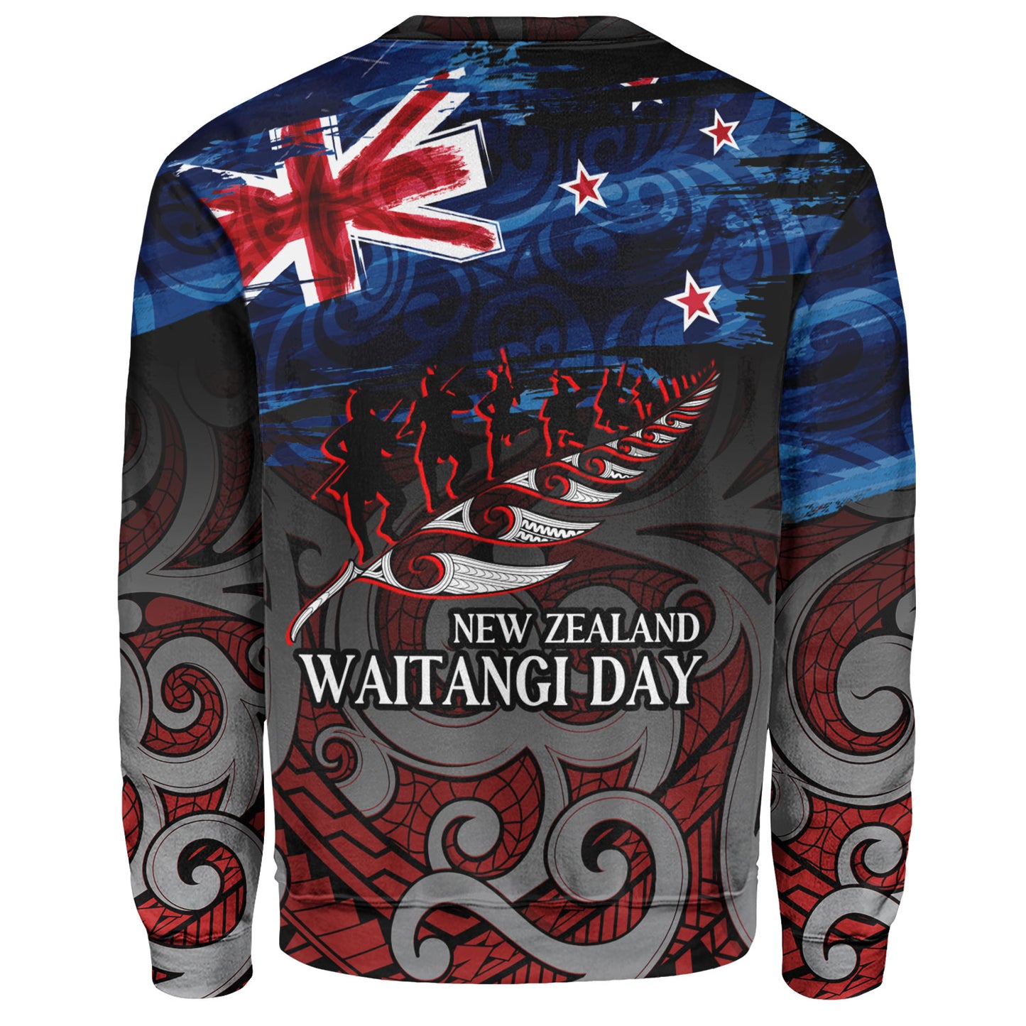 New Zealand Custom Personalised Sweatshirt Waitangi Day Maori Patterns