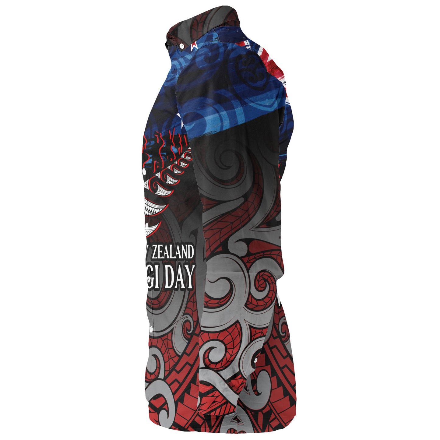 New Zealand Custom Personalised Long Sleeve Shirt Waitangi Day Maori Patterns