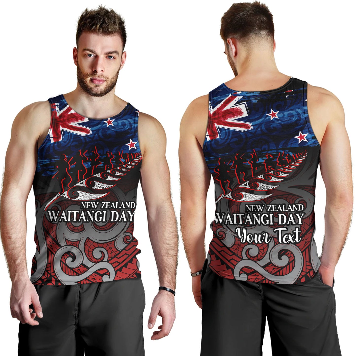 New Zealand Custom Personalised Tank Top Waitangi Day Maori Patterns