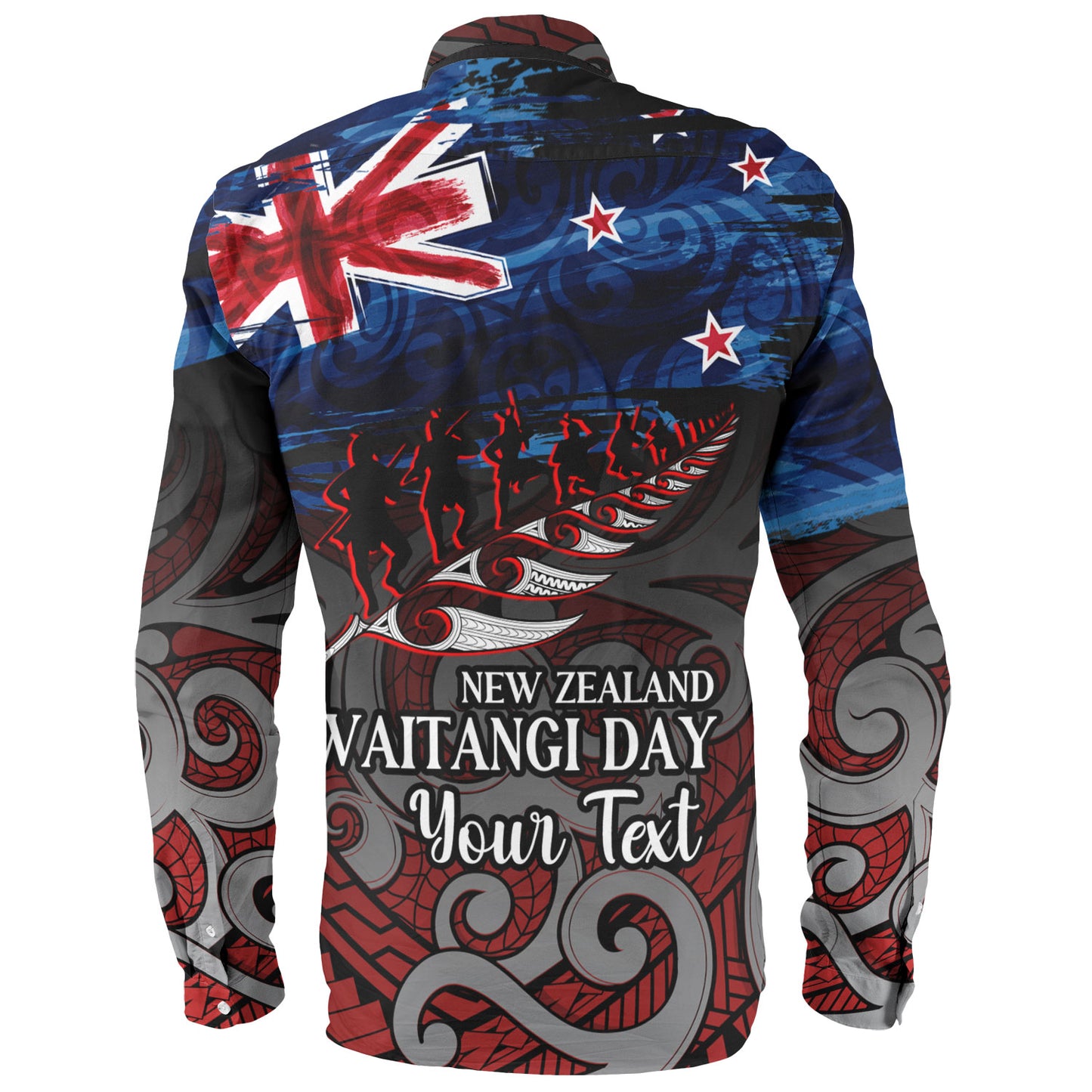New Zealand Custom Personalised Long Sleeve Shirt Waitangi Day Maori Patterns