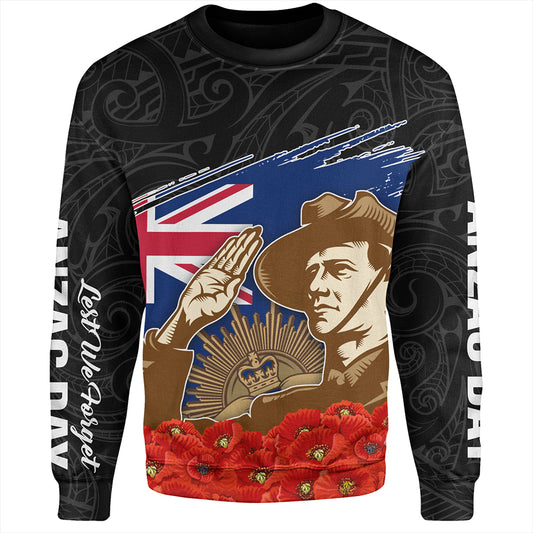 New Zealand Sweatshirt Custom Remembrance Day The Red Poppy