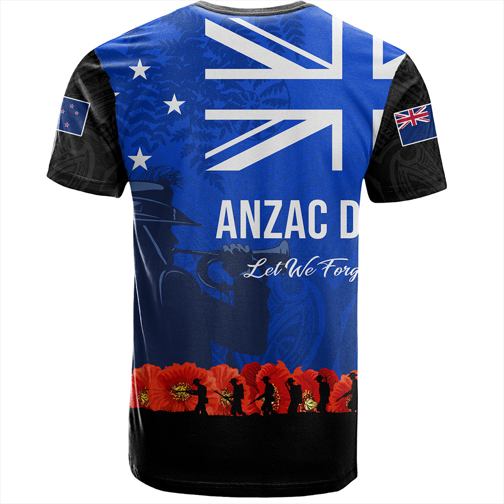 New Zealand T-Shirt Flag Anzac Day And Red Poppy