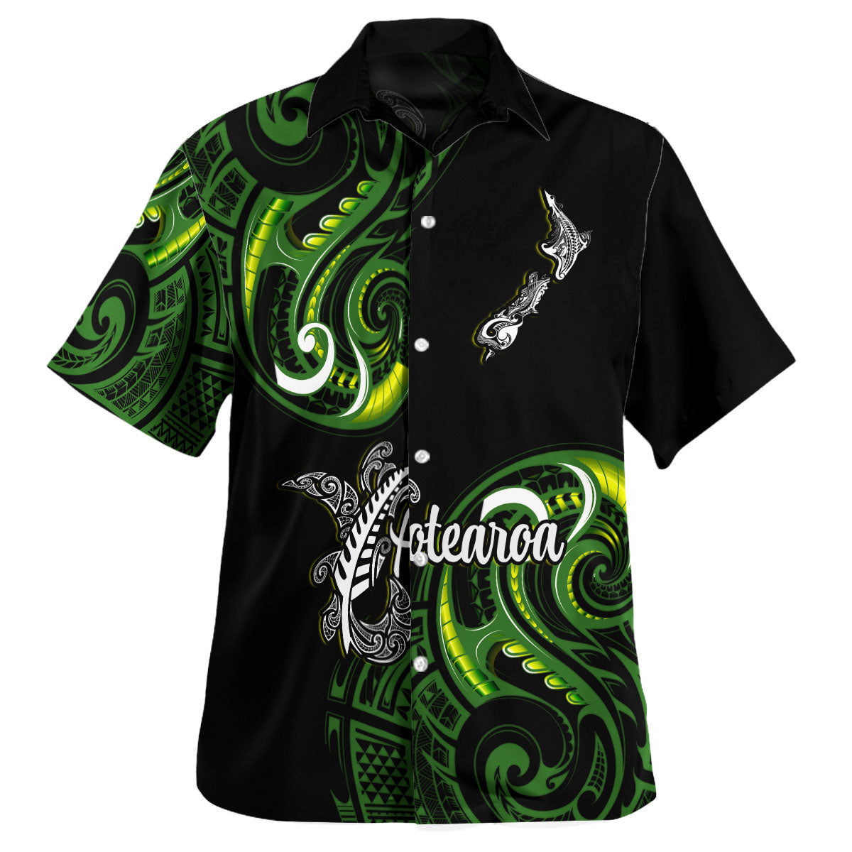 New Zealand Hawaiian Shirt - Aotearoa Silver Fern Maori Patterns