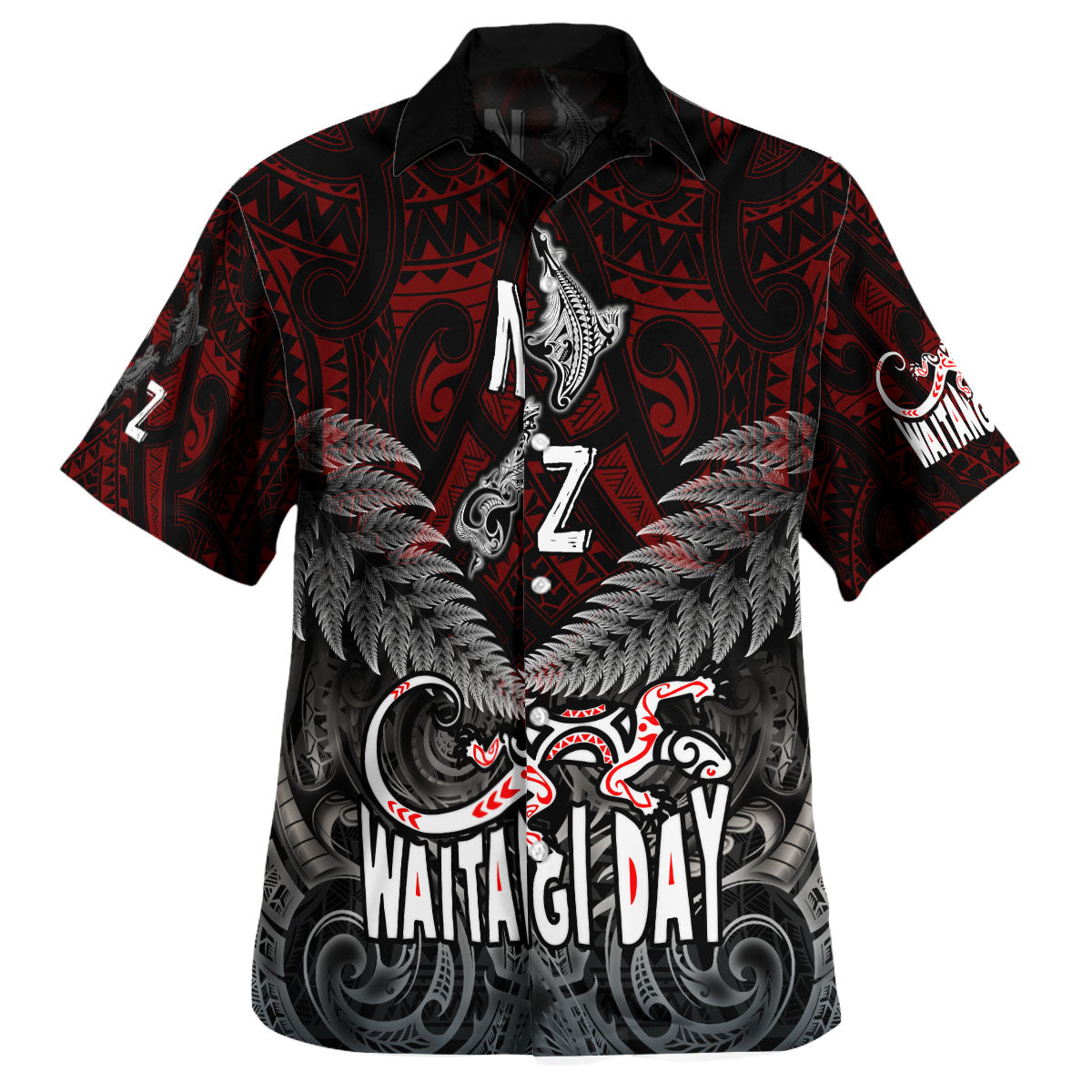 New Zealand Hawaiian Shirt - Waitangi Day New Zealand Map Silver Fern