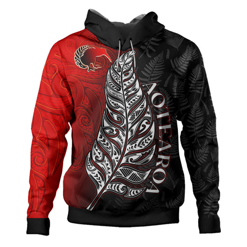 New Zealand Hoodie - Custom Aotearoa Silver Fern With Kiwi Bird Maori Style