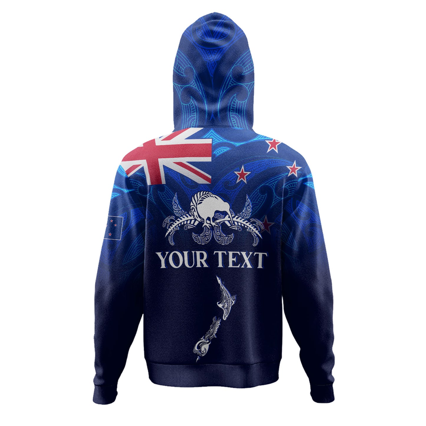 New Zealand Hoodie  - Custom Map Kiwi Bird Mascot
