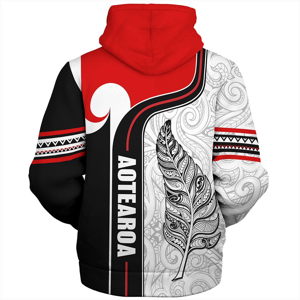 New Zealand Sherpa Hoodie  Maori Aotearoa Silver Fern Symbols Tattoo