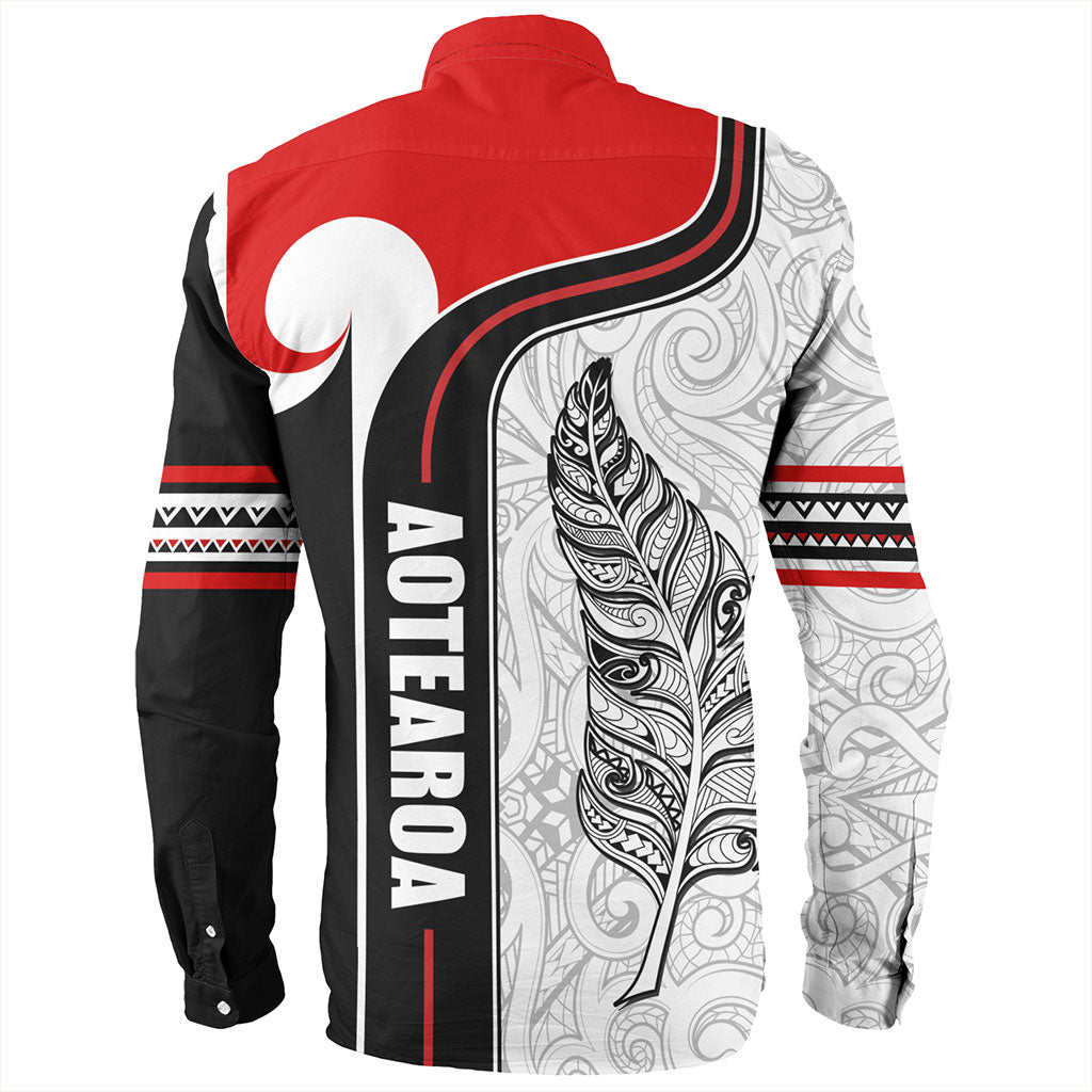 New Zealand Long Sleeve Shirt Maori Aotearoa Silver Fern Symbols Tattoo
