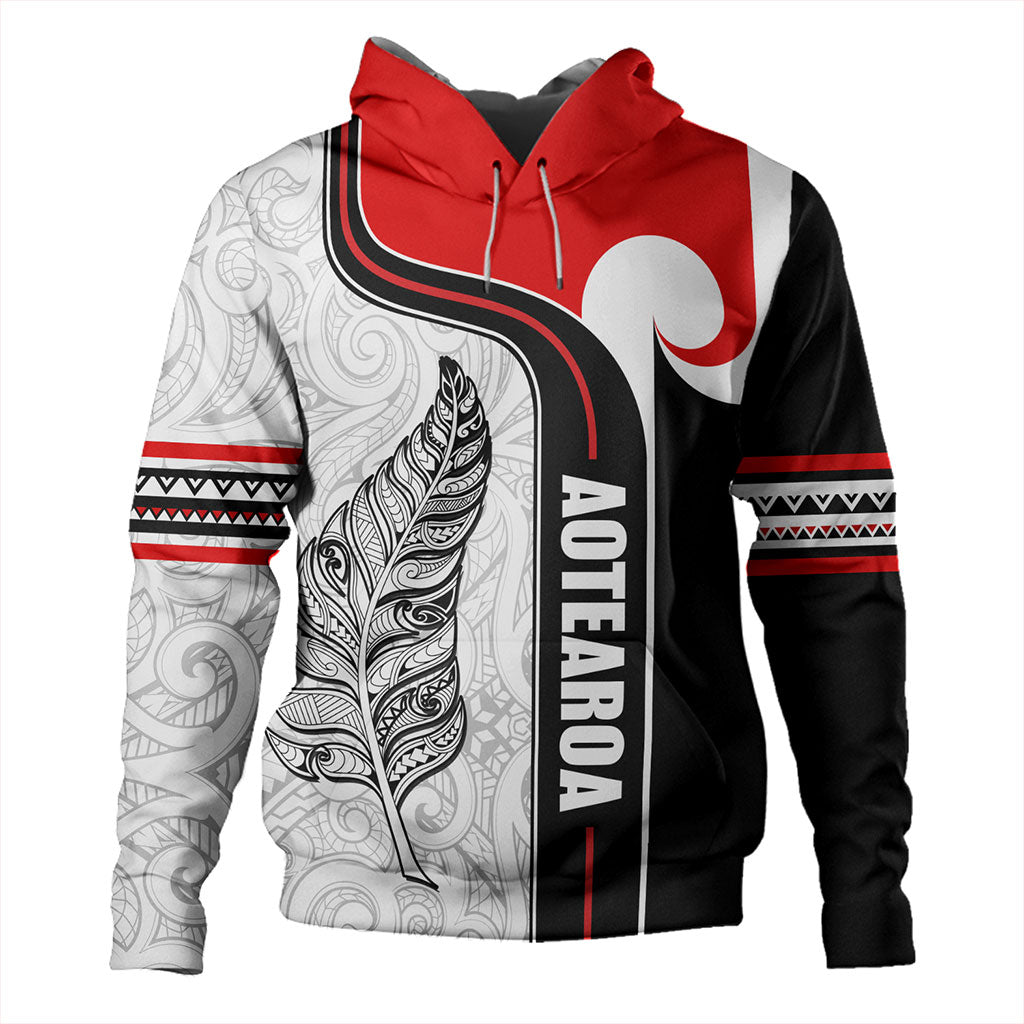 New Zealand Hoodie  Maori Aotearoa Silver Fern Symbols Tattoo