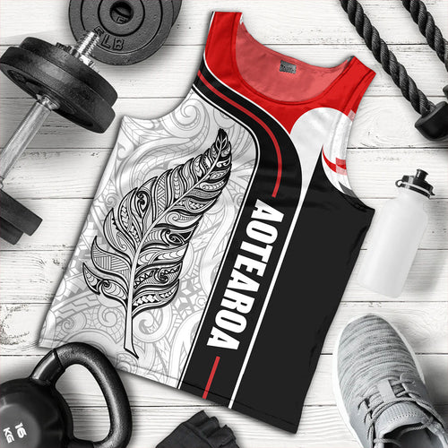 New Zealand Tank Top Maori Aotearoa Silver Fern Symbols Tattoo