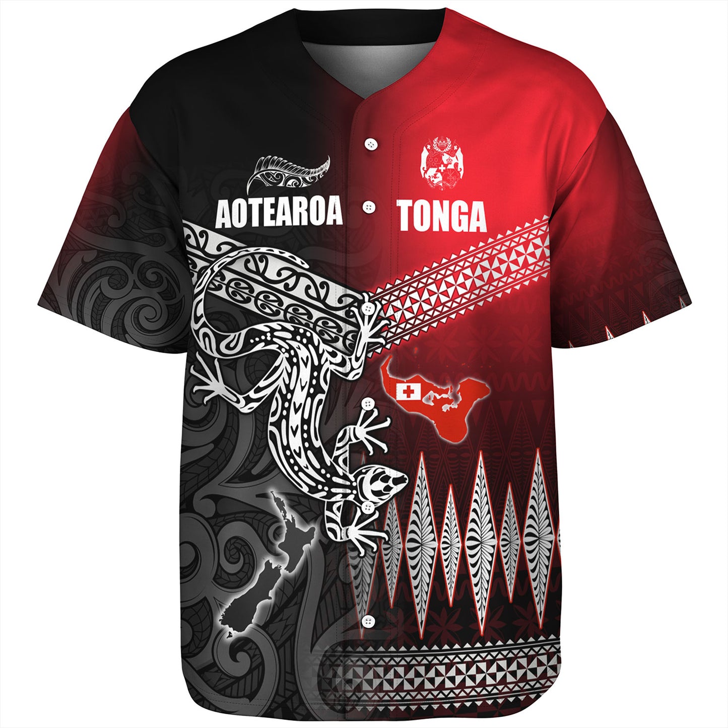 New Zealand Maori Aotearoa Tonga Baseball Shirt