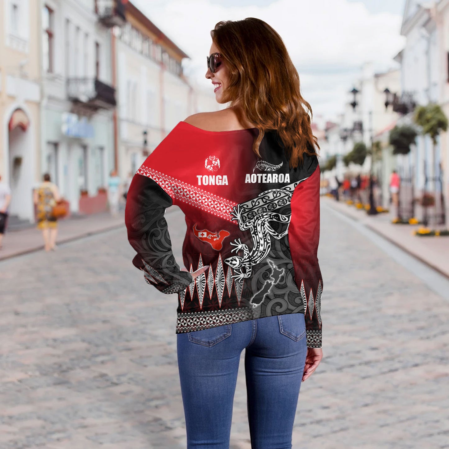 New Zealand Maori Aotearoa Tonga Off Shoulder Sweatshirt