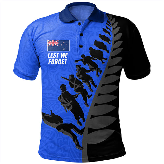 New Zealand Polo Shirt Maori Tribal Anzac Day Lest We Forget