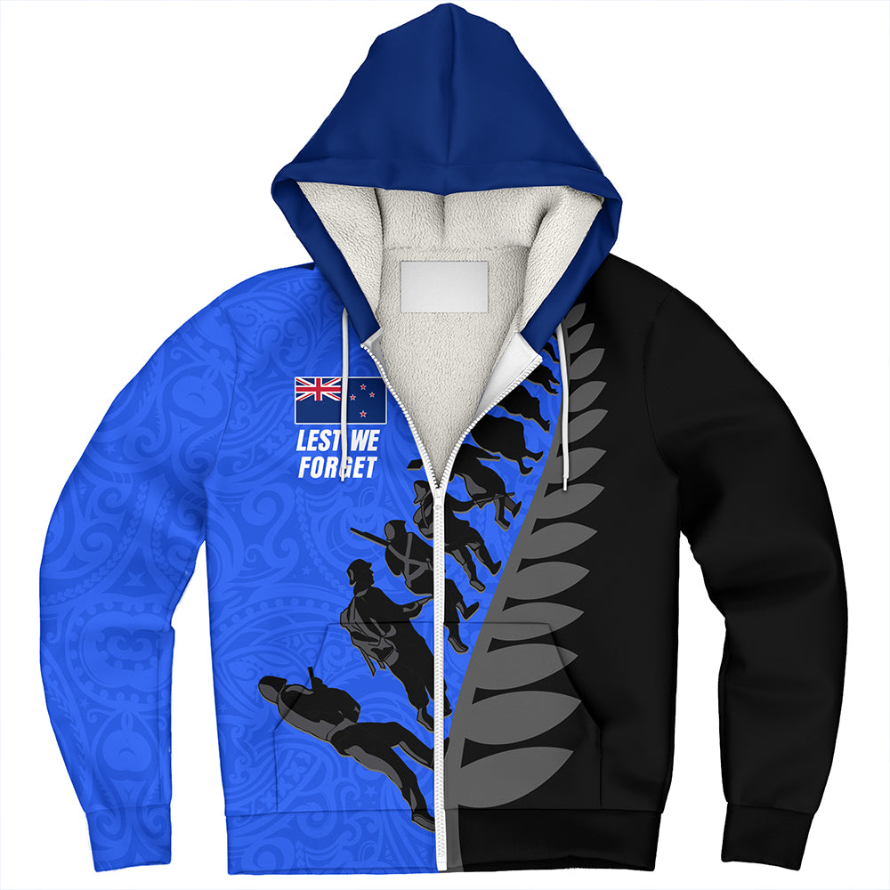 New Zealand Sherpa Hoodie Maori Tribal Anzac Day Lest We Forget
