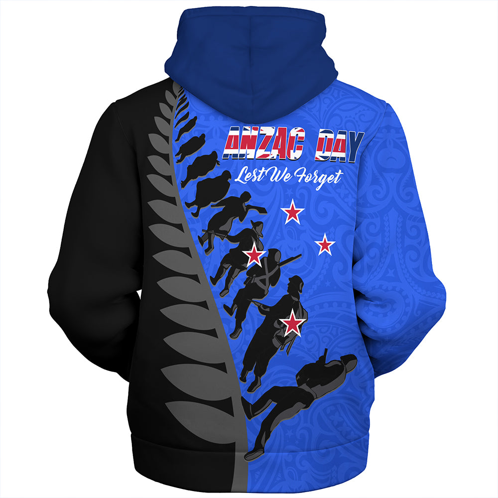 New Zealand Sherpa Hoodie Maori Tribal Anzac Day Lest We Forget