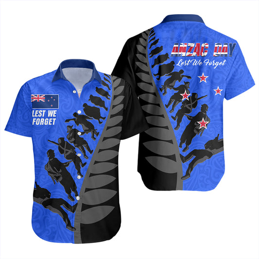 New Zealand Short Sleeve Shirt Maori Tribal Anzac Day Lest We Forget