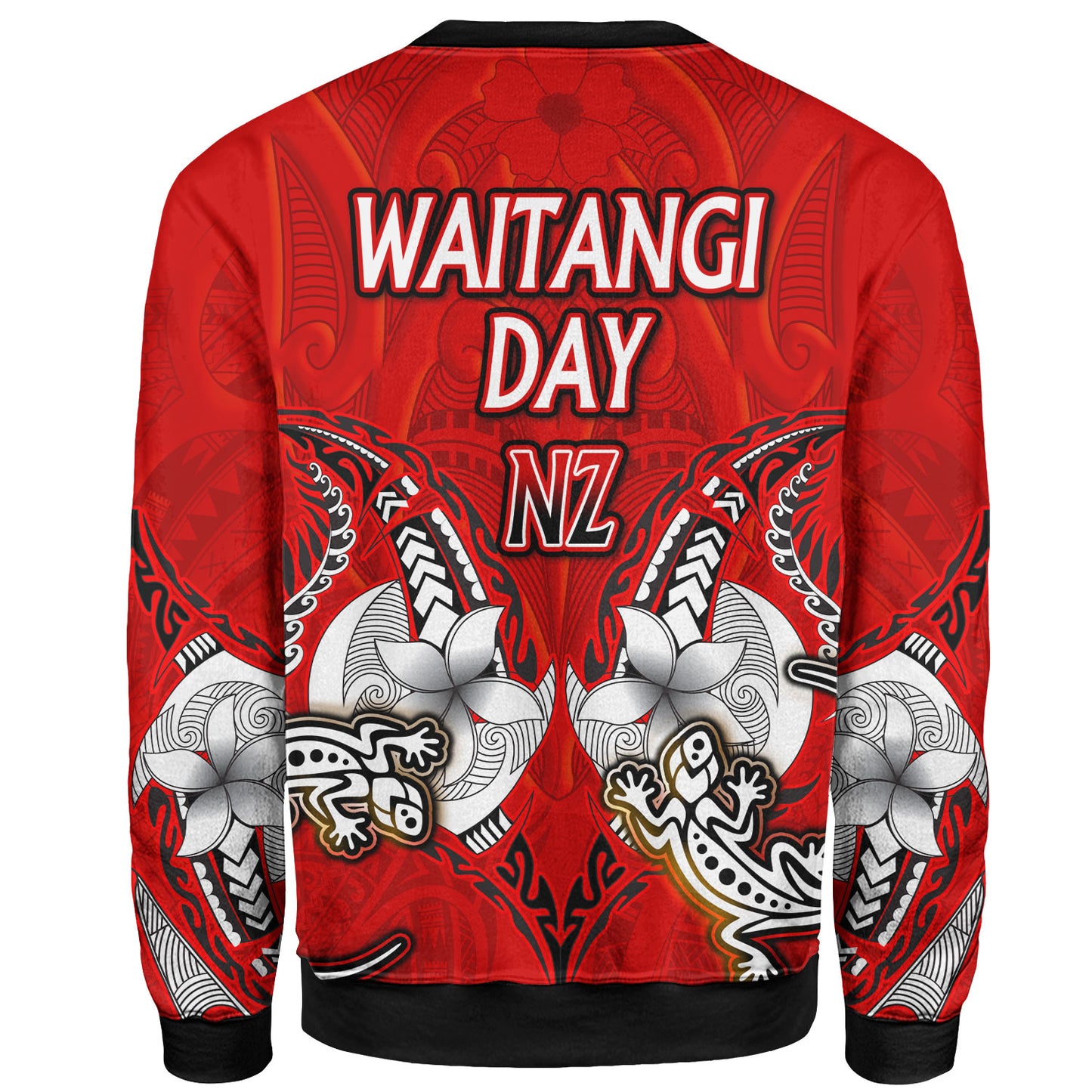 New Zealand Sweatshirt - Waitangi Day Lizards Maori Patterns