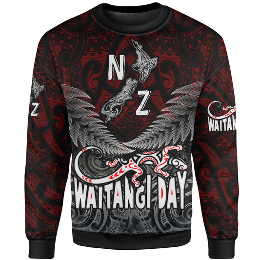 New Zealand Sweatshirt - Waitangi Day New Zealand Map Silver Fern