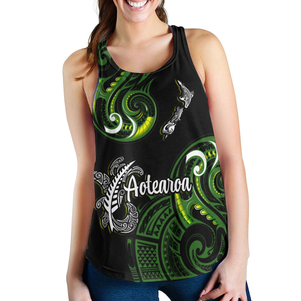 New Zealand Women Tank - Aotearoa Silver Fern Maori Patterns
