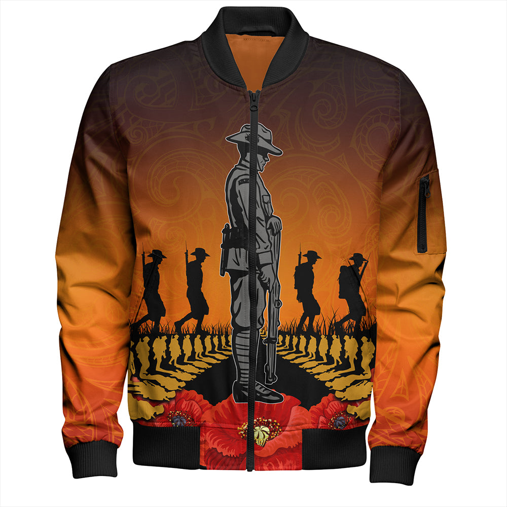 New Zealand Bomber Jacket Anzac Day Lest We Forget Silver Fern