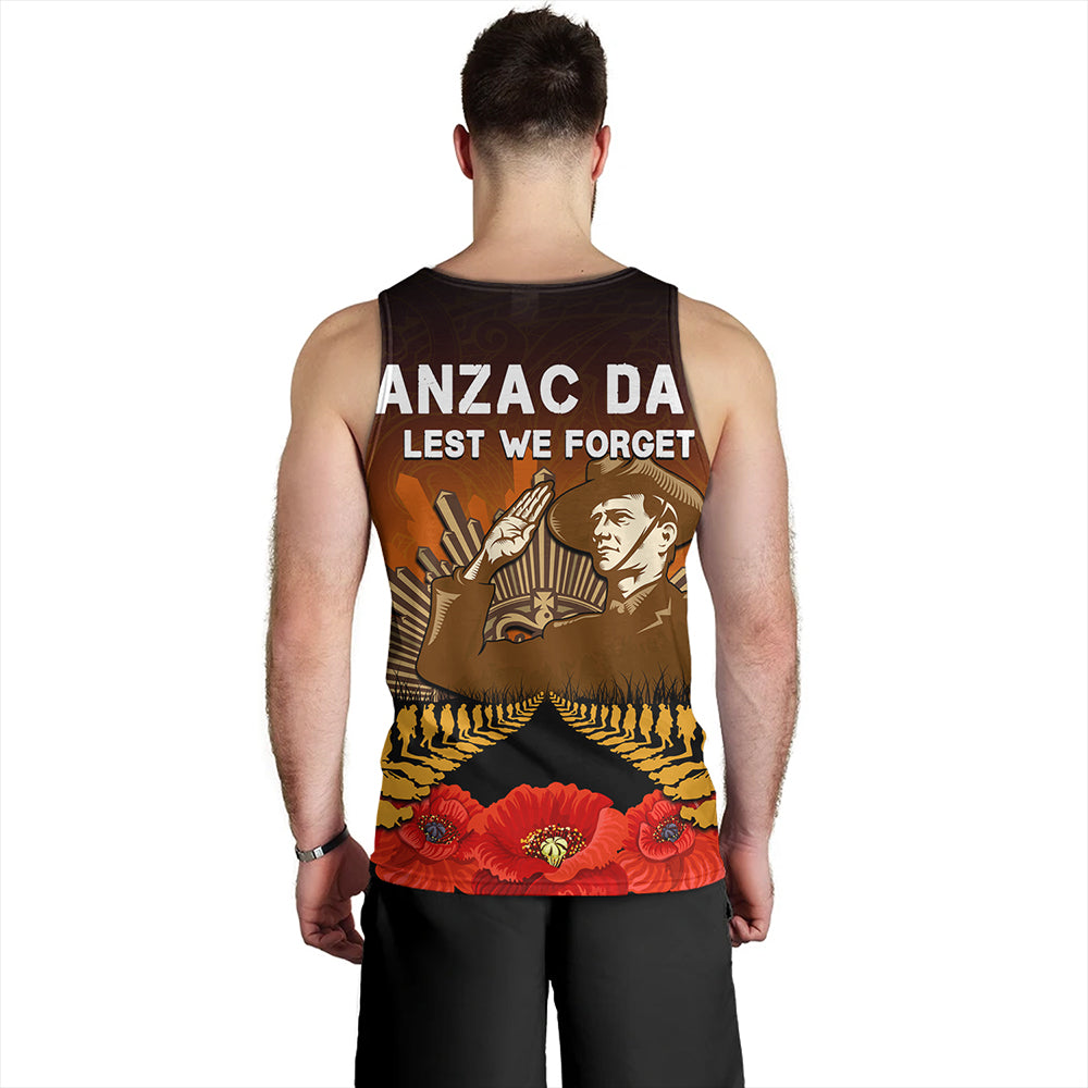 New Zealand Tank Top Anzac Day Lest We Forget Silver Fern