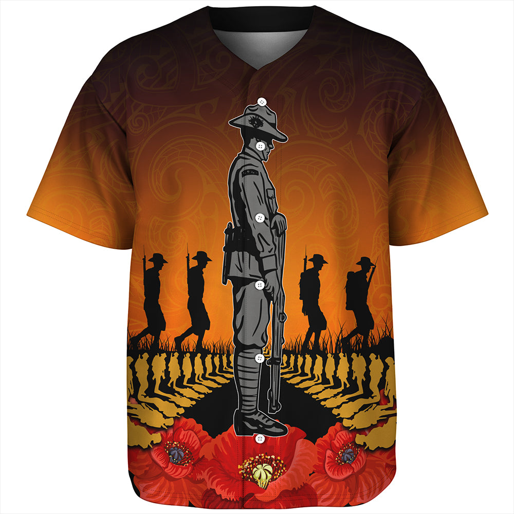 New Zealand Baseball Shirt Anzac Day Lest We Forget Silver Fern