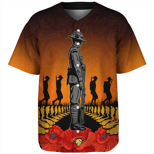 New Zealand Baseball Shirt Anzac Day Lest We Forget Silver Fern