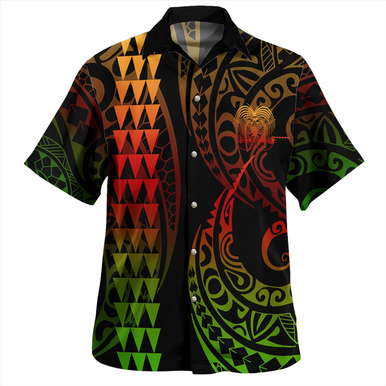 Papua New Guinea Combo Short Sleeve Dress And Shirt Kakau Style Reggae