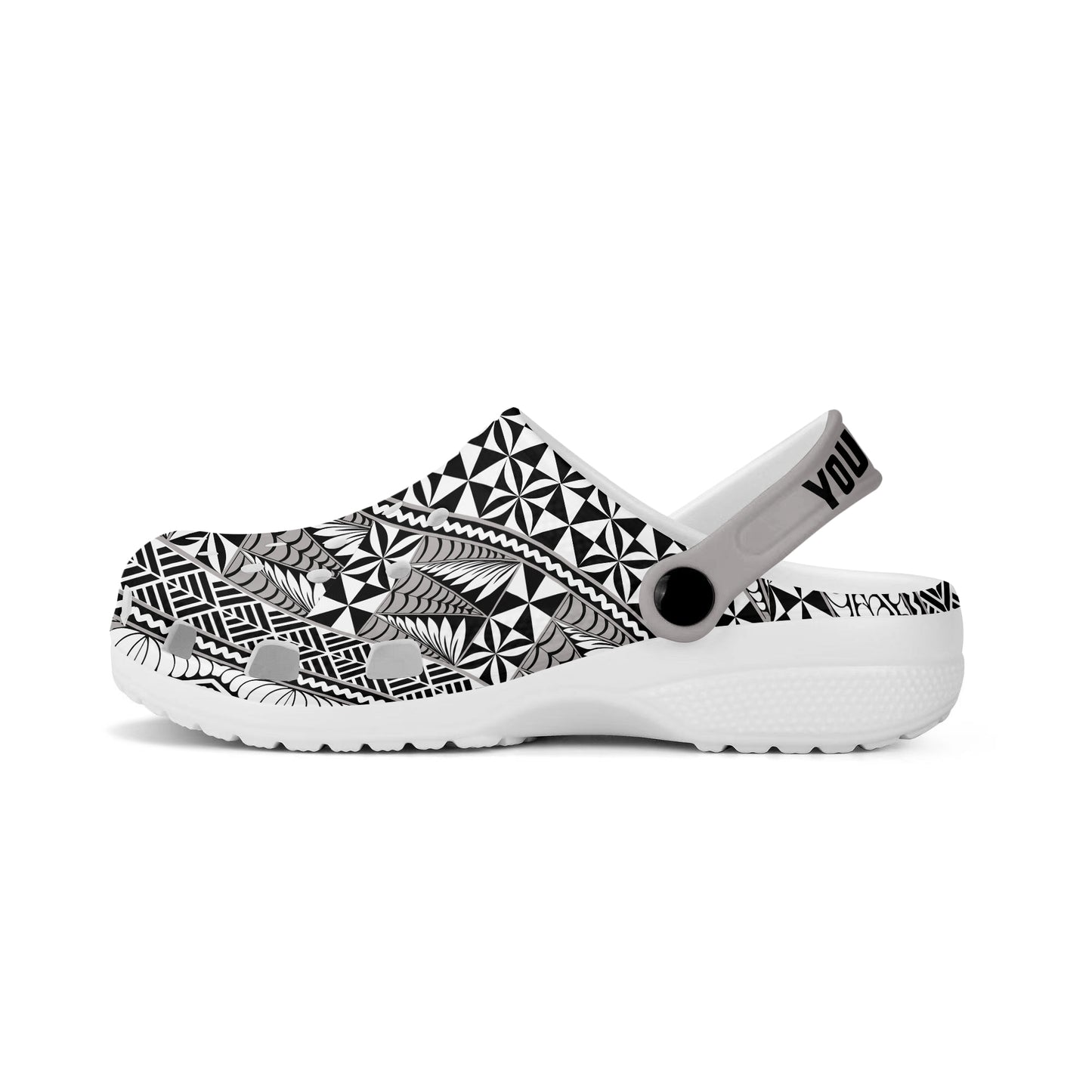 Tonga Clogs Shoes Custom Text Ngatu Tapa Style