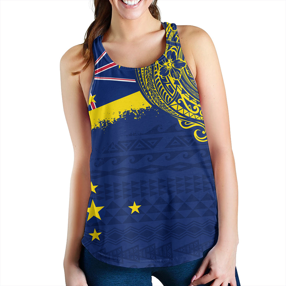 Niue Women Tank Polynesian Flag With Coat Of Arms