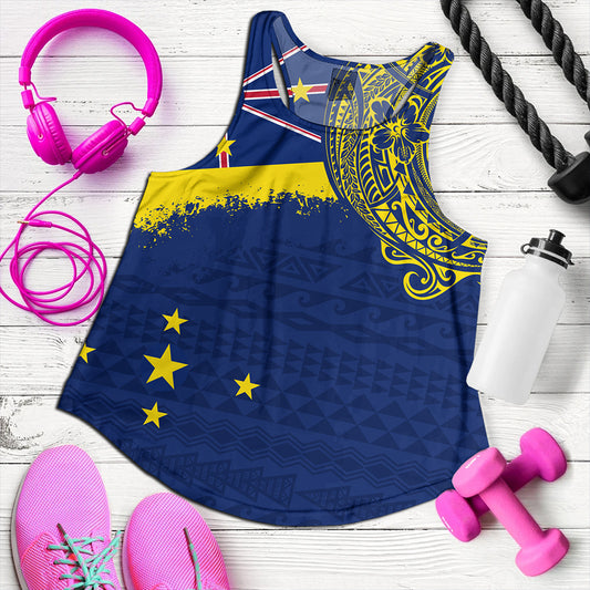 Niue Women Tank Polynesian Flag With Coat Of Arms