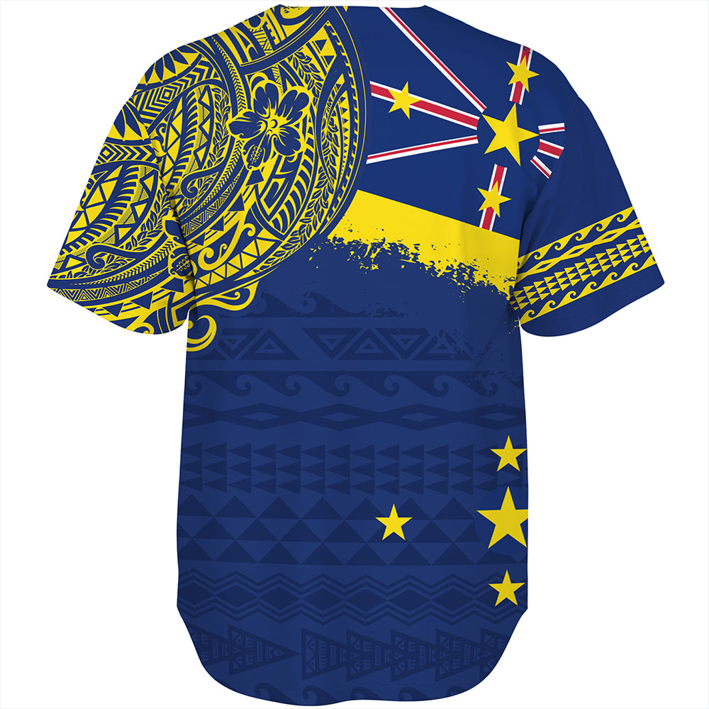 Niue Baseball Shirt Polynesian Flag With Coat Of Arms
