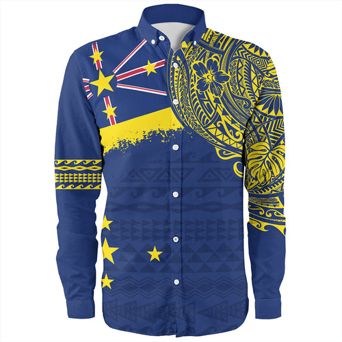 Niue Long Sleeve Shirt Polynesian Flag With Coat Of Arms