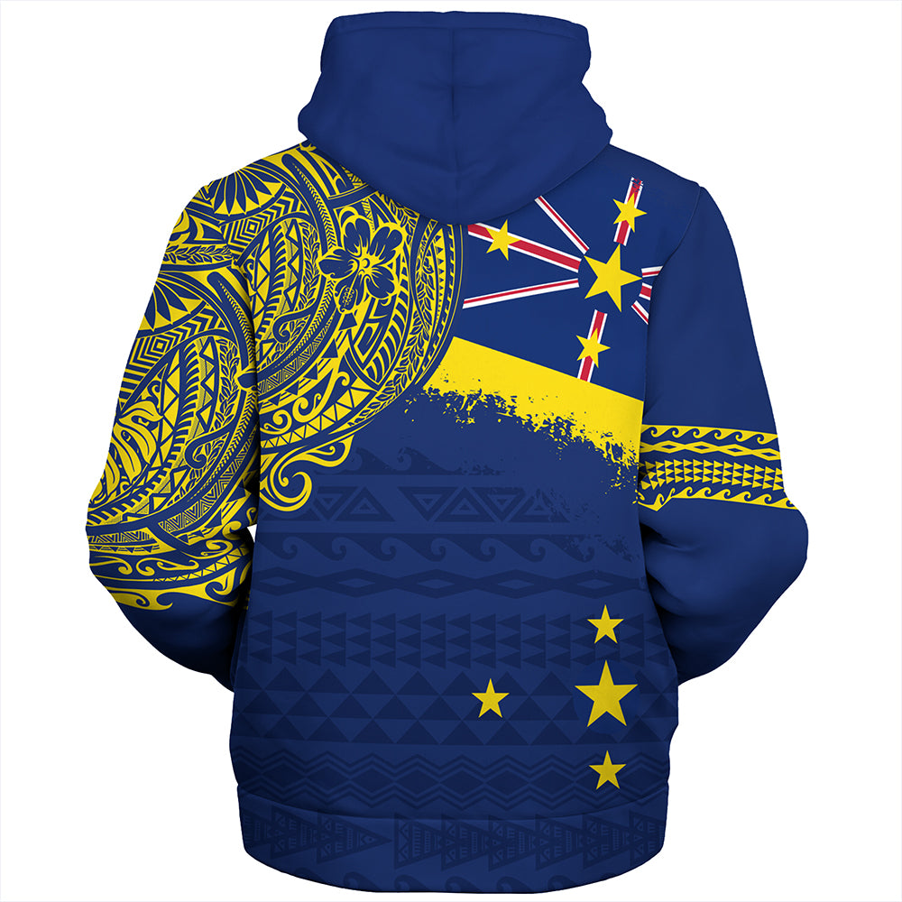 Niue Sherpa Hoodie Polynesian Flag With Coat Of Arms