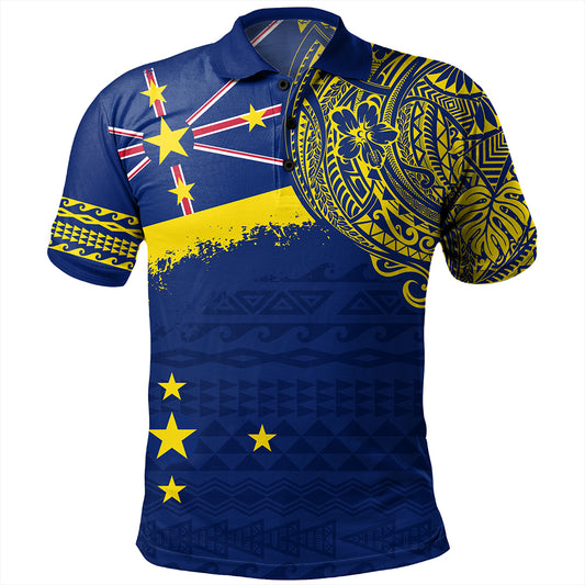 Niue Polo Shirt Polynesian Flag With Coat Of Arms