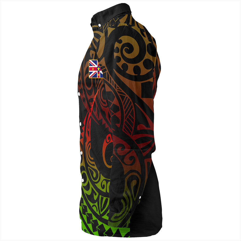 Niue Long Sleeve Shirt Kakau Style