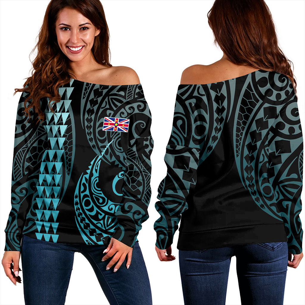 Niue Off Shoulder Sweatshirt Kakau Style Ver.1