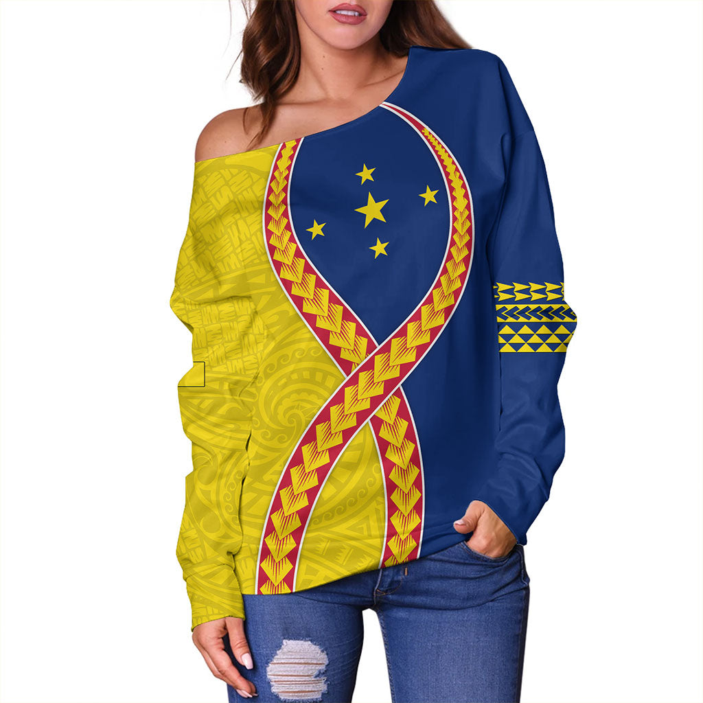 Niue Off Shoulder Sweatshirt Tribal Polynesian In My Heart