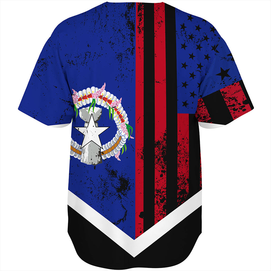 Northern Mariana Islands Baseball Shirt Flag And American Half Concept Brush Style