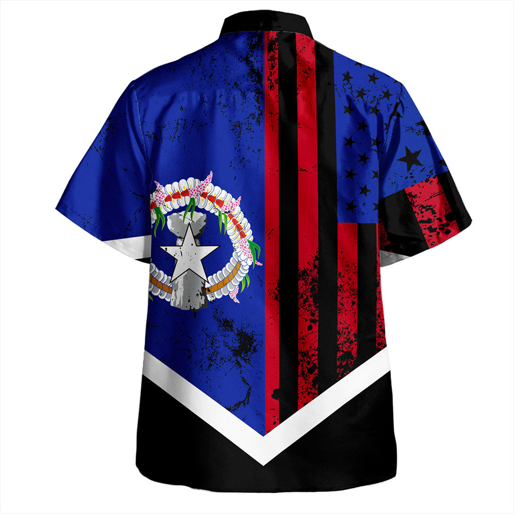 Northern Mariana Islands Hawaiian Shirt Flag And American Half Concept Brush Style