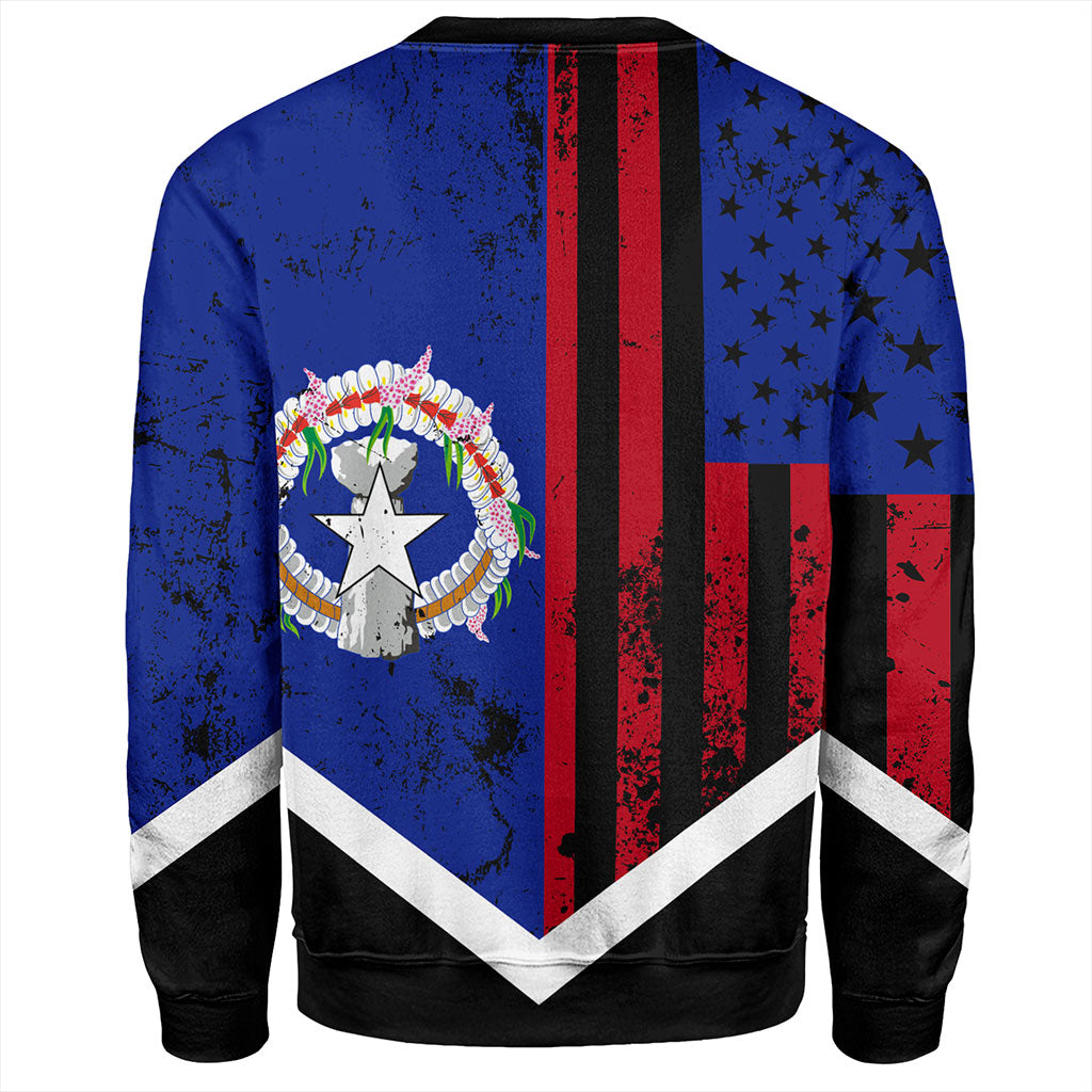 Northern Mariana Islands Sweatshirt Flag And American Half Concept Brush Style