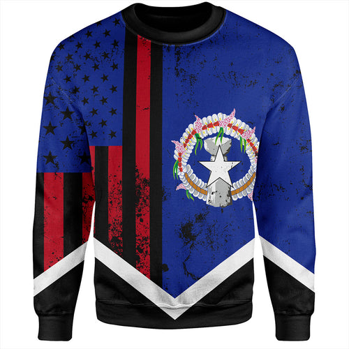 Northern Mariana Islands Sweatshirt Flag And American Half Concept Brush Style