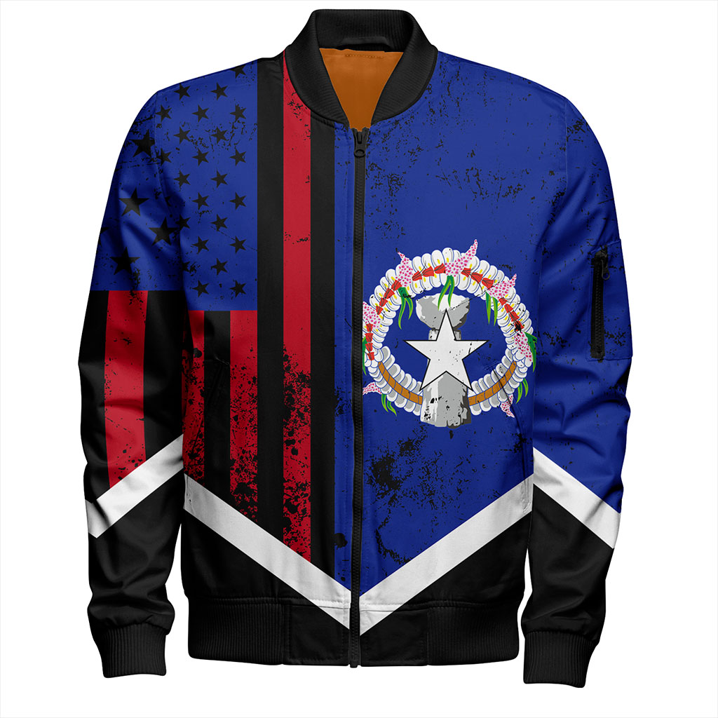 Northern Mariana Islands Bomber Jacket Flag And American Half Concept Brush Style