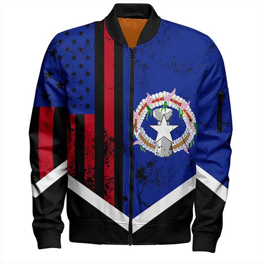 Northern Mariana Islands Bomber Jacket Flag And American Half Concept Brush Style
